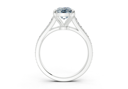 Adeline Blue Diamond Pave Elongated Cushion Cut 2mm Engagement Ring