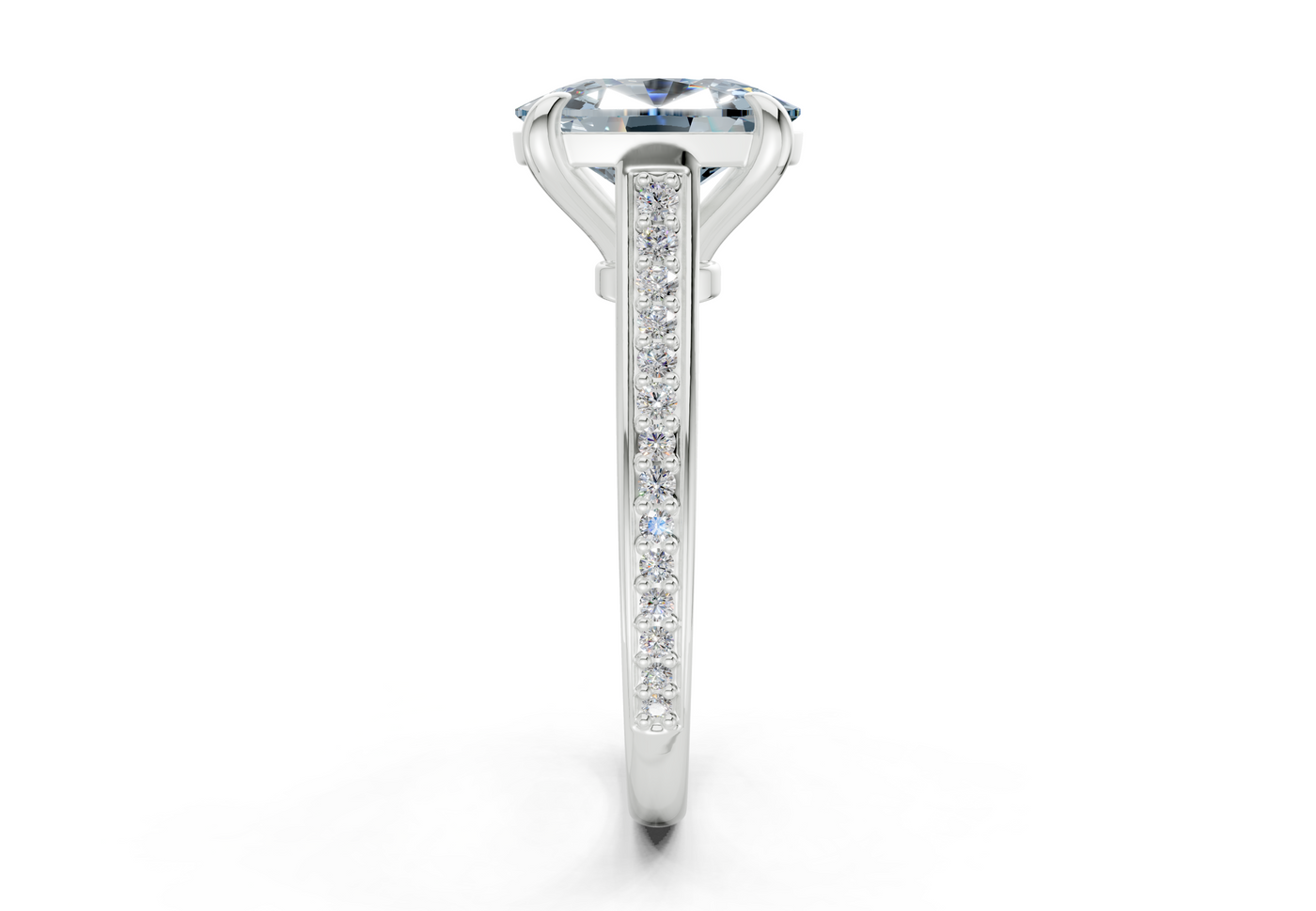 Adeline Blue Diamond Pave Elongated Cushion Cut 2mm Engagement Ring