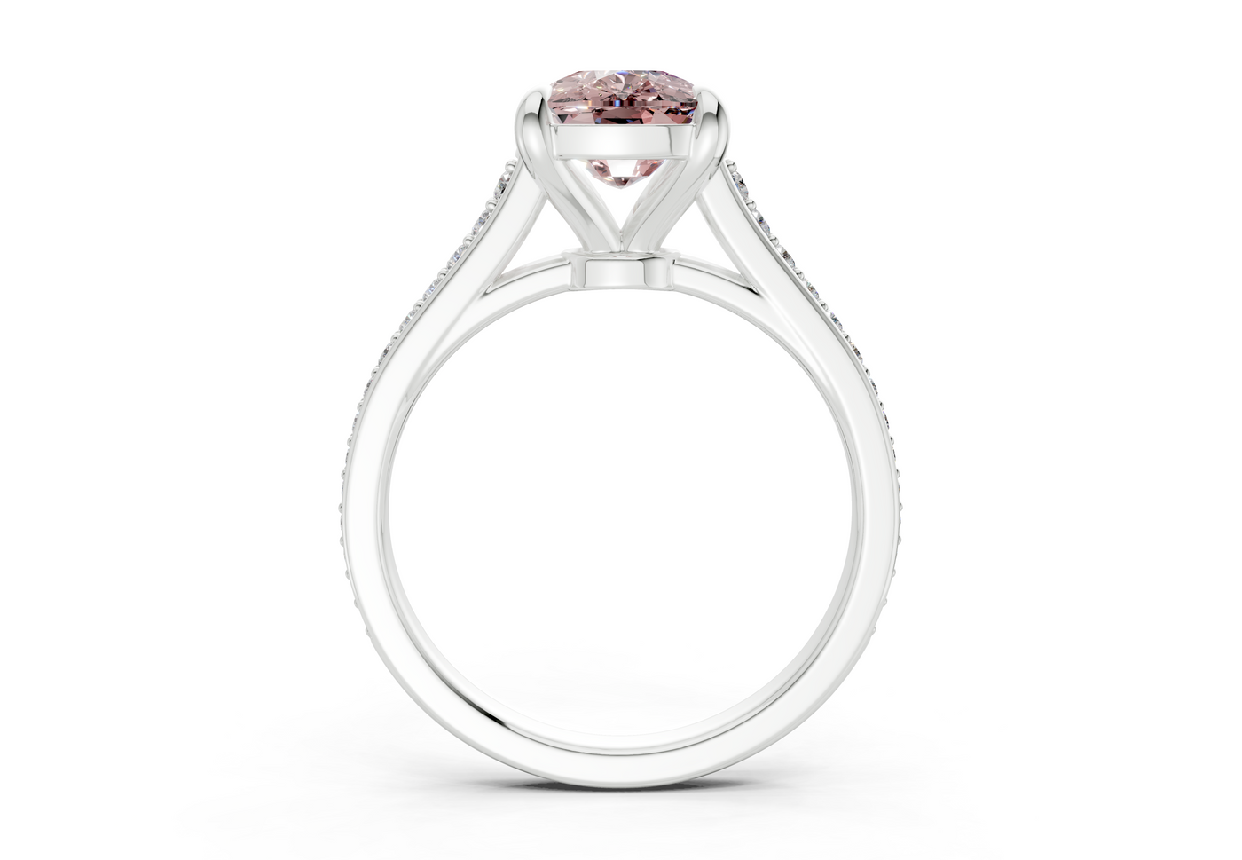 Adeline Pink Diamond Pave Elongated Cushion Cut 2mm Engagement Ring