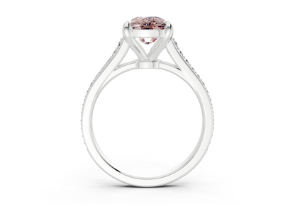 Adeline Pink Diamond Pave Elongated Cushion Cut 2mm Engagement Ring