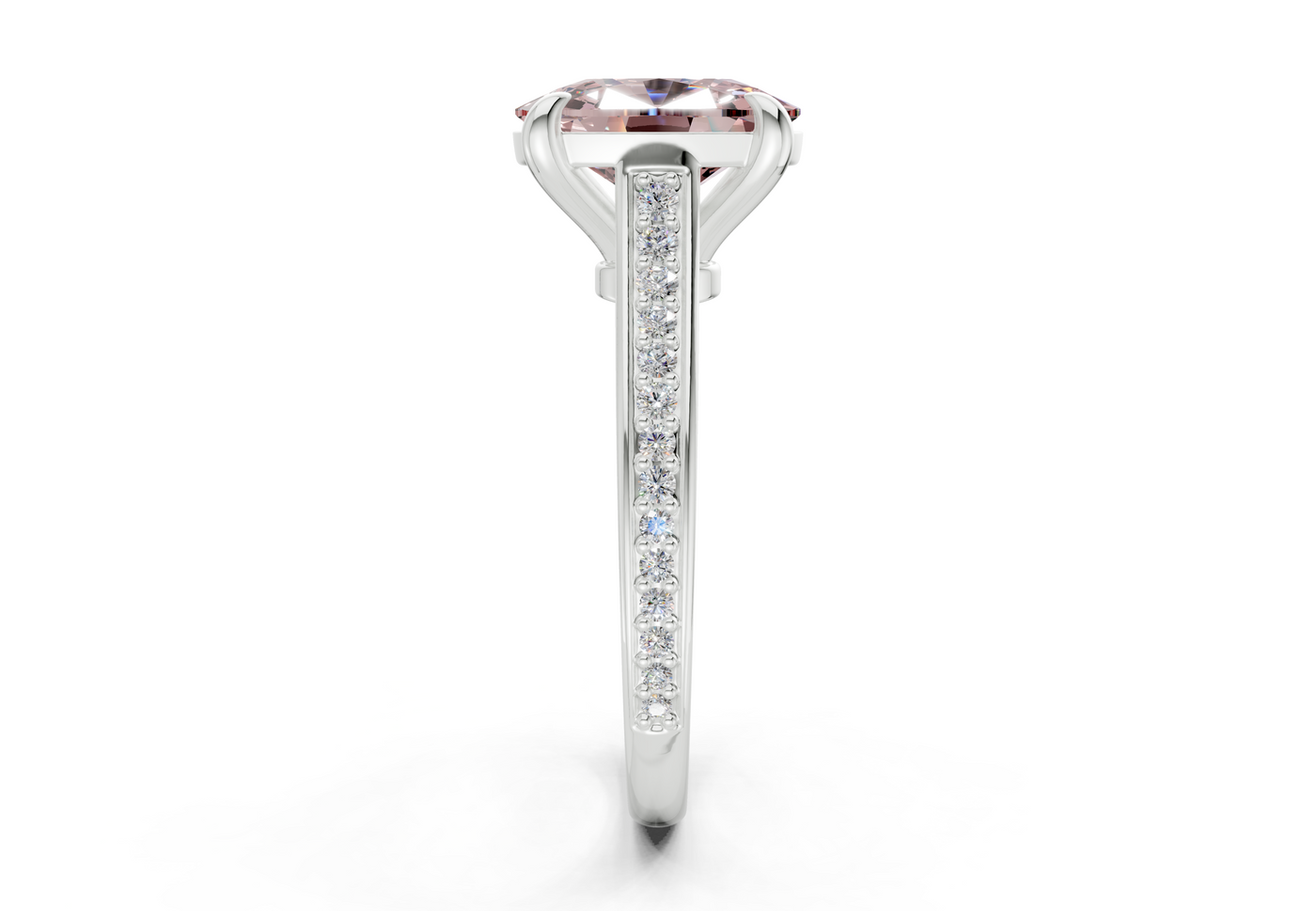 Adeline Pink Diamond Pave Elongated Cushion Cut 2mm Engagement Ring
