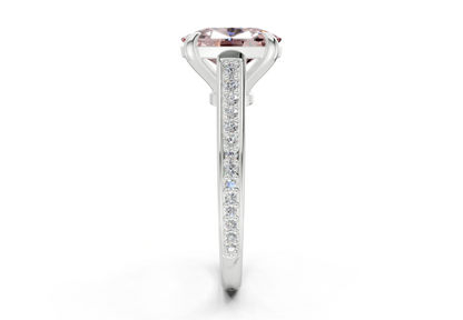 Adeline Pink Diamond Pave Elongated Cushion Cut 2mm Engagement Ring