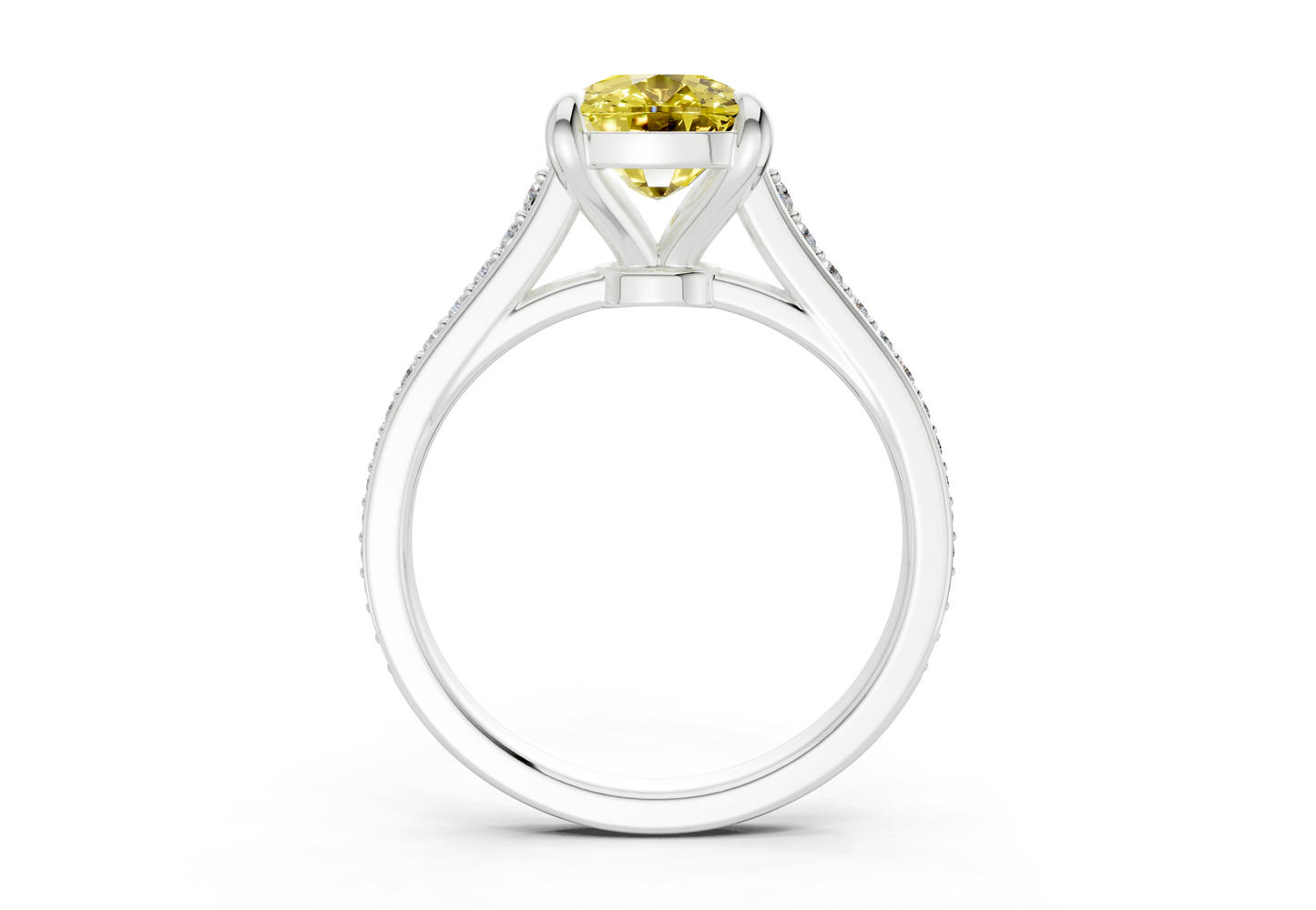Adeline Yellow Diamond Pave Elongated Cushion Cut 2mm Engagement Ring