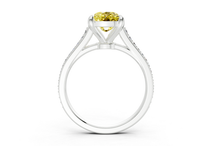 Adeline Yellow Diamond Pave Elongated Cushion Cut 2mm Engagement Ring