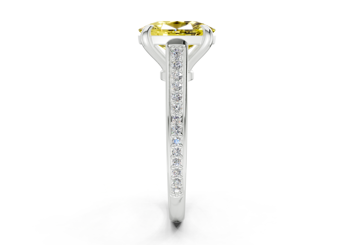 Adeline Yellow Diamond Pave Elongated Cushion Cut 2mm Engagement Ring