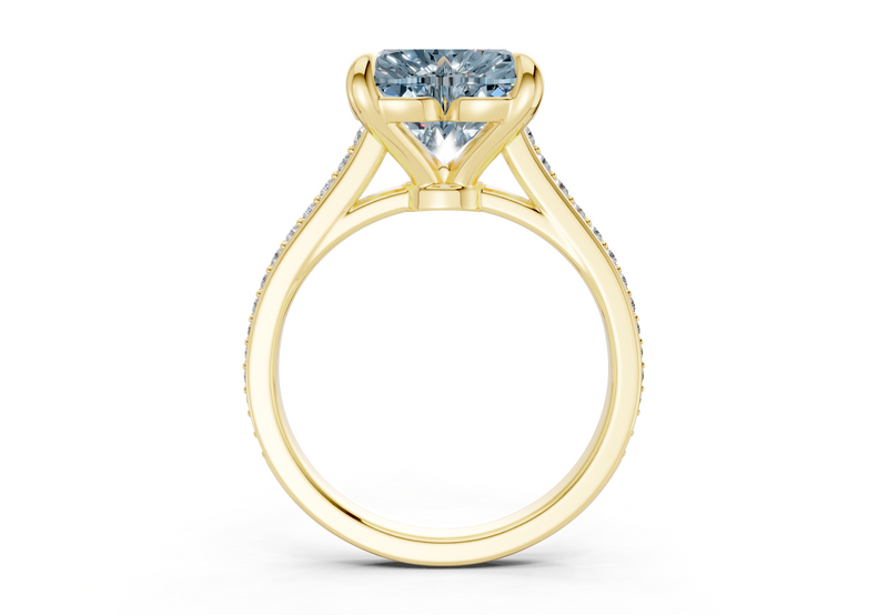 Adeline Blue Diamond Pave Heart Cut 2mm Engagement Ring
