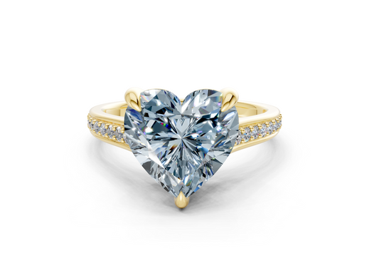 Adeline Blue Diamond Pave Heart Cut 2mm Engagement Ring