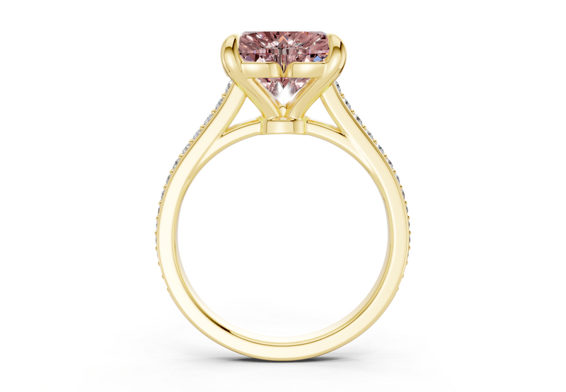 Adeline Pink Diamond Pave Heart Cut 2mm Engagement Ring