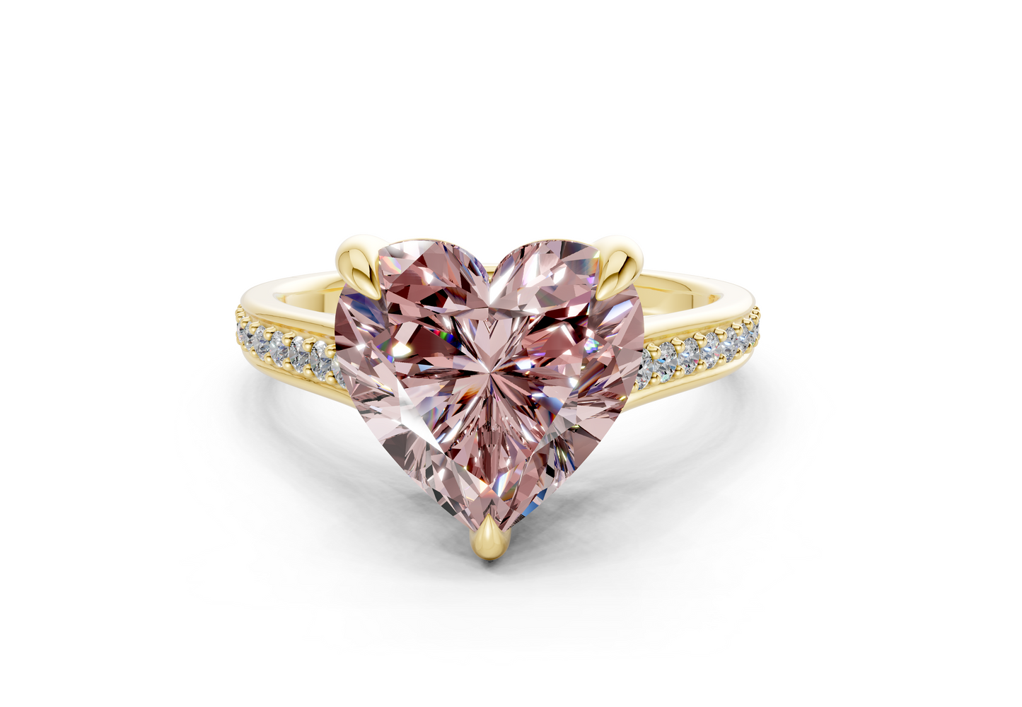 Adeline Pink Diamond Pave Heart Cut 2mm Engagement Ring