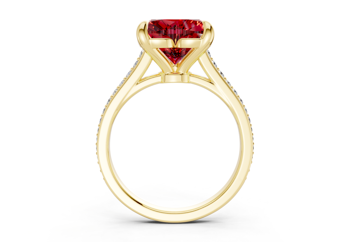 Adeline Ruby Gemstone Pave Heart Cut 2mm Engagement Ring