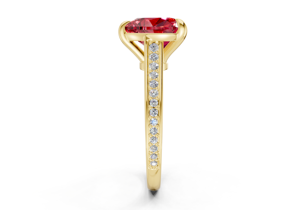 Adeline Ruby Gemstone Pave Heart Cut 2mm Engagement Ring