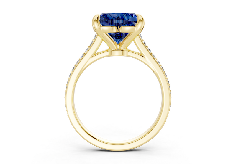 Adeline Sapphire Gemstone Pave Heart Cut 2mm Engagement Ring