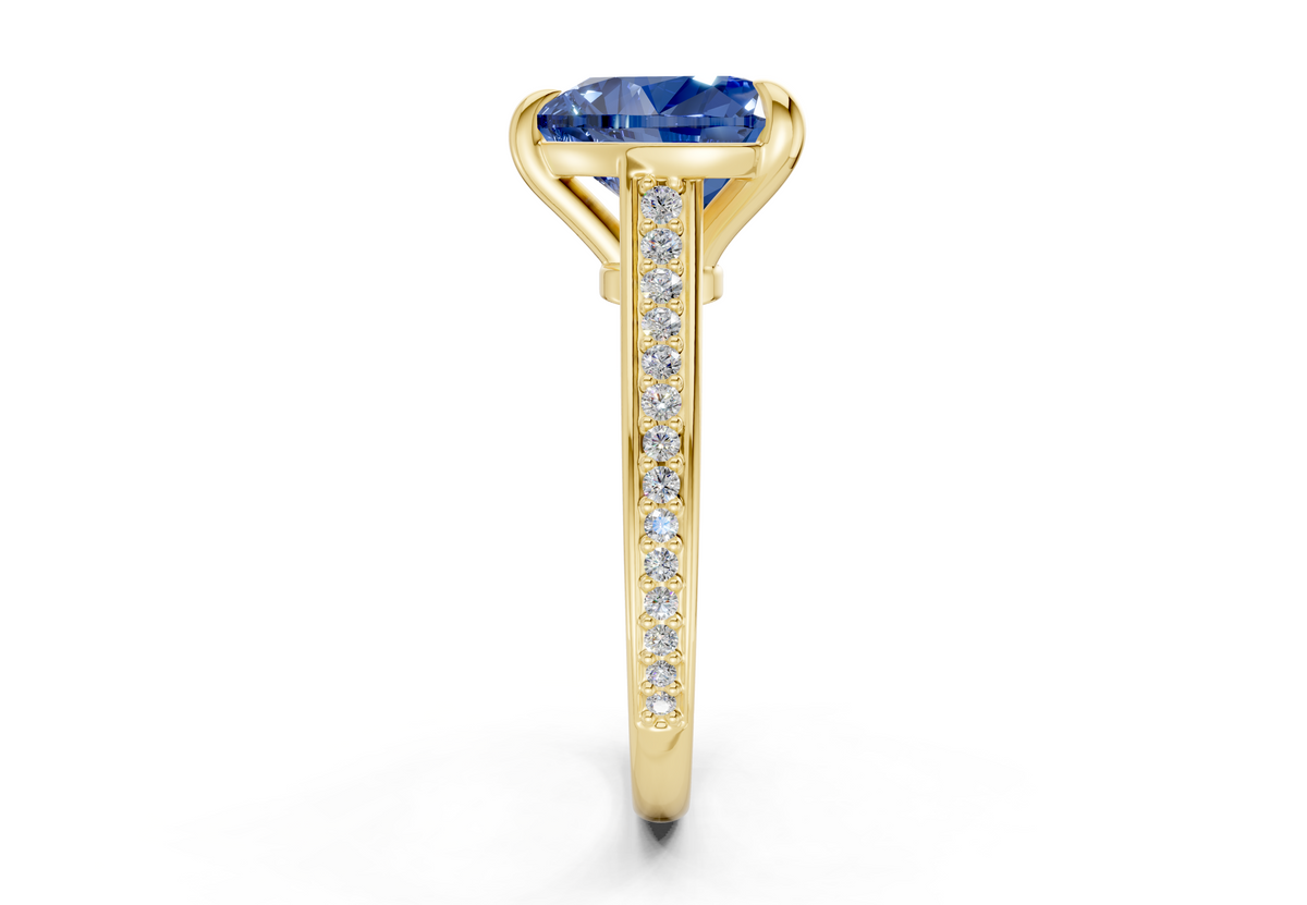 Adeline Sapphire Gemstone Pave Heart Cut 2mm Engagement Ring