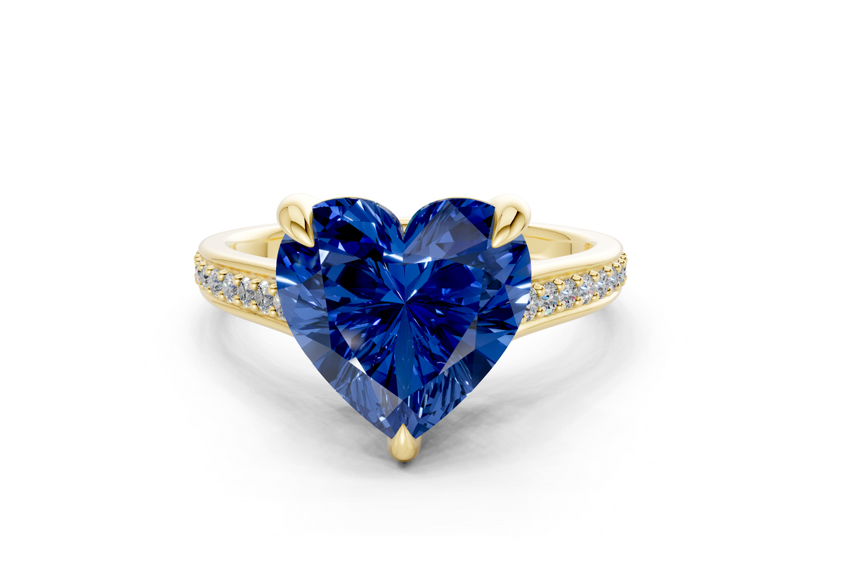 Adeline Sapphire Gemstone Pave Heart Cut 2mm Engagement Ring