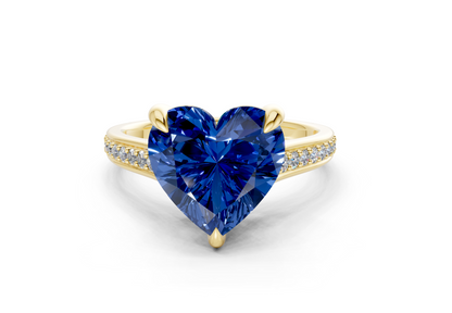 Adeline Sapphire Gemstone Pave Heart Cut 2mm Engagement Ring