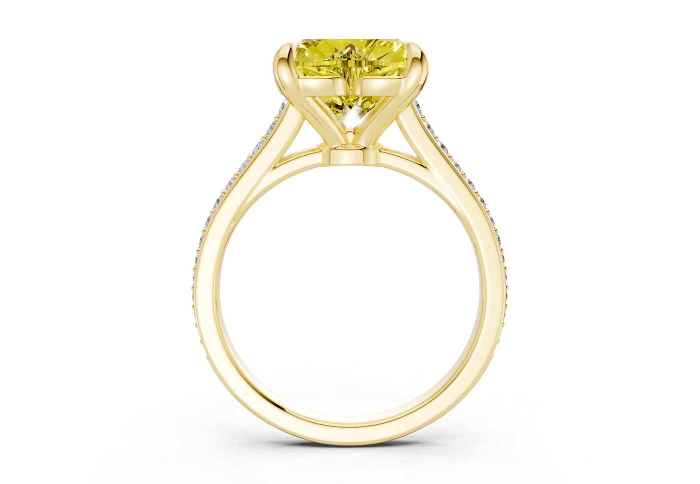 Adeline Yellow Diamond Pave Heart Cut 2mm Engagement Ring