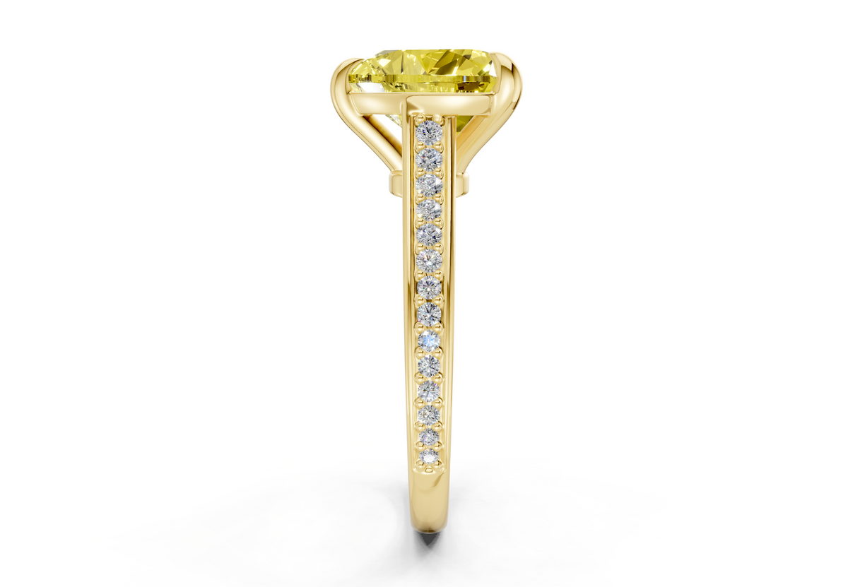 Adeline Yellow Diamond Pave Heart Cut 2mm Engagement Ring