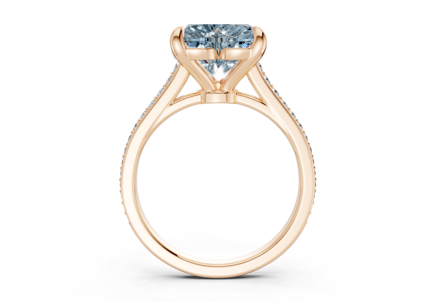 Adeline Blue Diamond Pave Heart Cut 2mm Engagement Ring