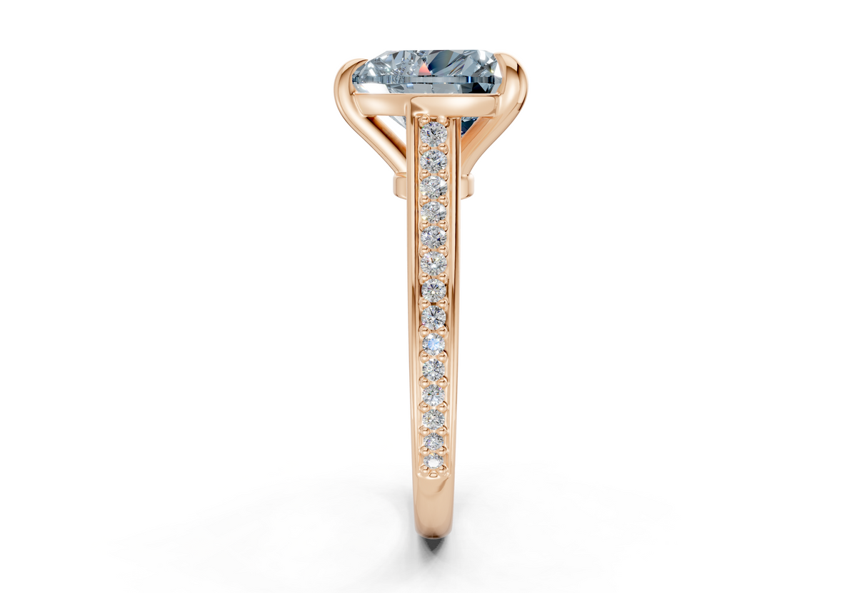 Adeline Blue Diamond Pave Heart Cut 2mm Engagement Ring