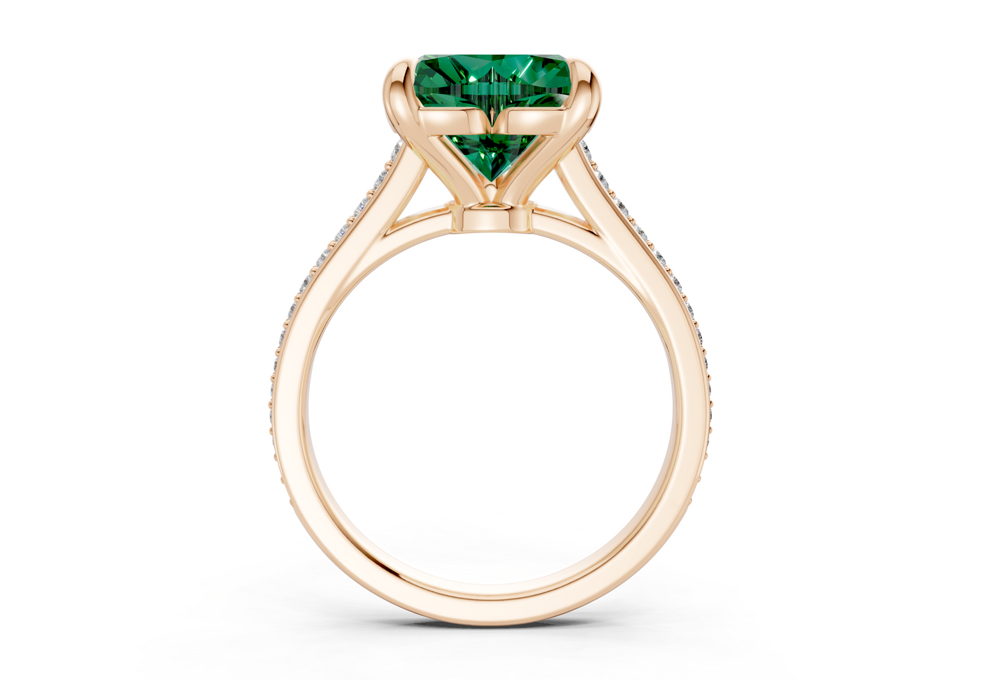 Adeline Emerald Gemstone Pave Heart Cut 2mm Engagement Ring