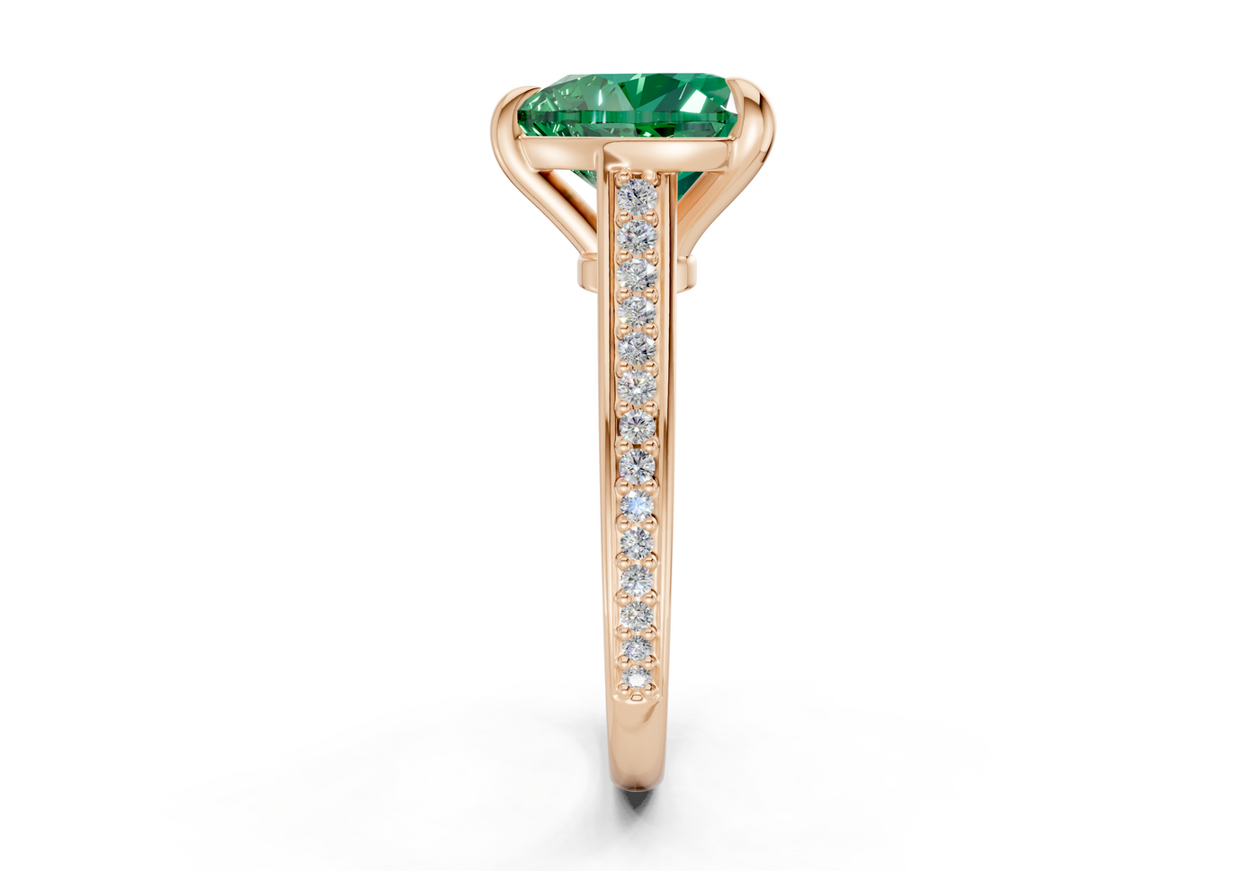 Adeline Emerald Gemstone Pave Heart Cut 2mm Engagement Ring