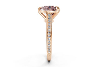 Adeline Pink Diamond Pave Heart Cut 2mm Engagement Ring