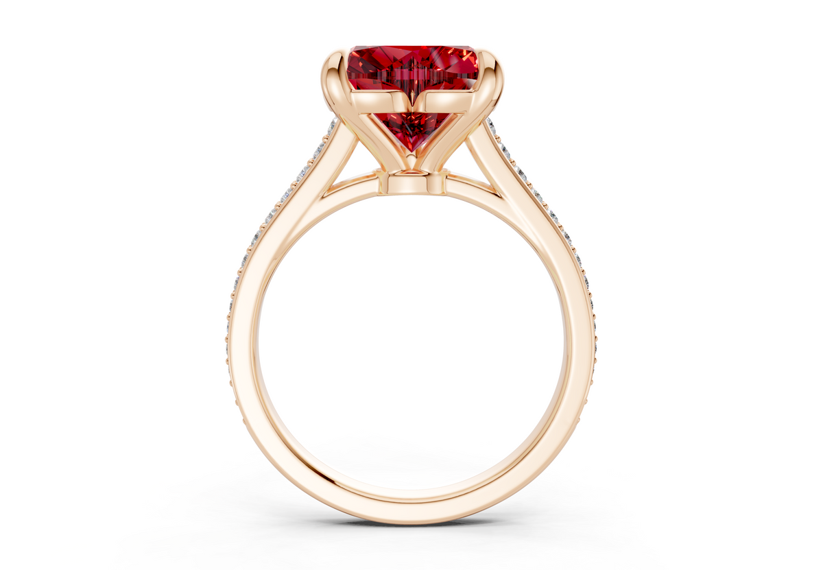 Adeline Ruby Gemstone Pave Heart Cut 2mm Engagement Ring