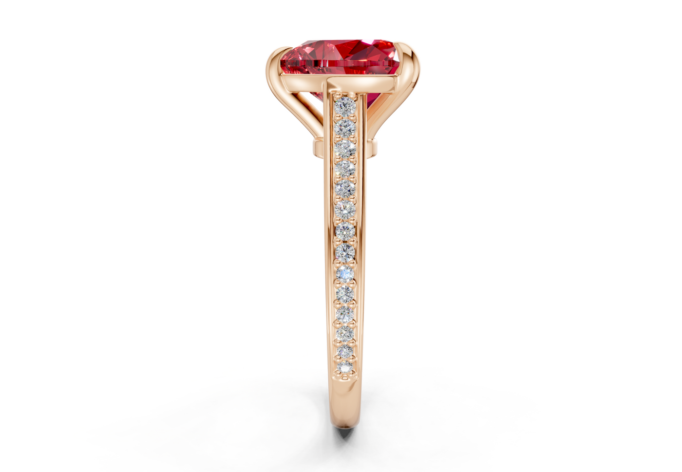 Adeline Ruby Gemstone Pave Heart Cut 2mm Engagement Ring