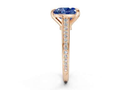 Adeline Sapphire Gemstone Pave Heart Cut 2mm Engagement Ring