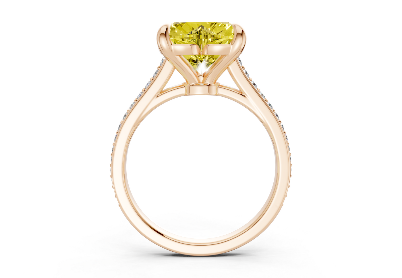 Adeline Yellow Diamond Pave Heart Cut 2mm Engagement Ring