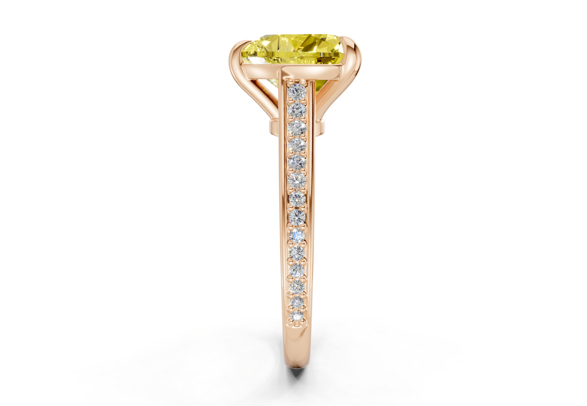 Adeline Yellow Diamond Pave Heart Cut 2mm Engagement Ring