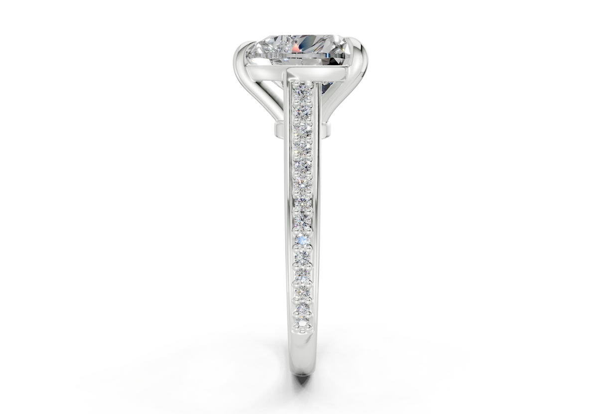 Adeline Diamond Pave Heart Cut 2mm Engagement Ring