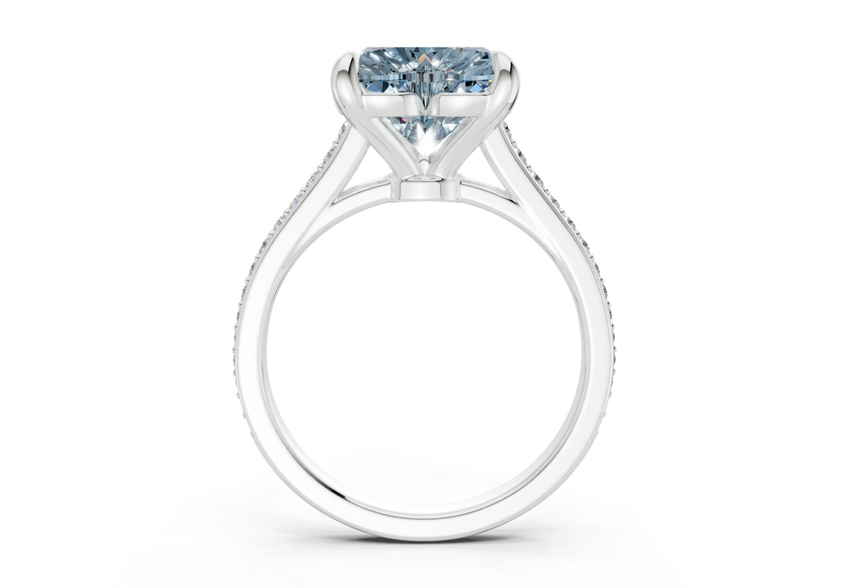 Adeline Blue Diamond Pave Heart Cut 2mm Engagement Ring