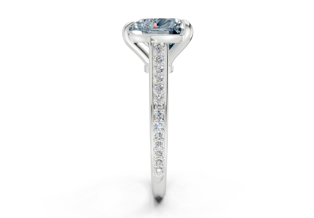 Adeline Blue Diamond Pave Heart Cut 2mm Engagement Ring