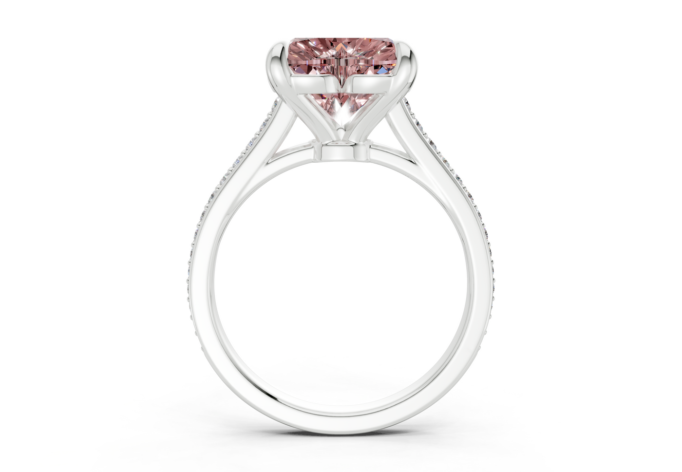 Adeline Pink Diamond Pave Heart Cut 2mm Engagement Ring