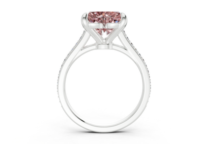 Adeline Pink Diamond Pave Heart Cut 2mm Engagement Ring