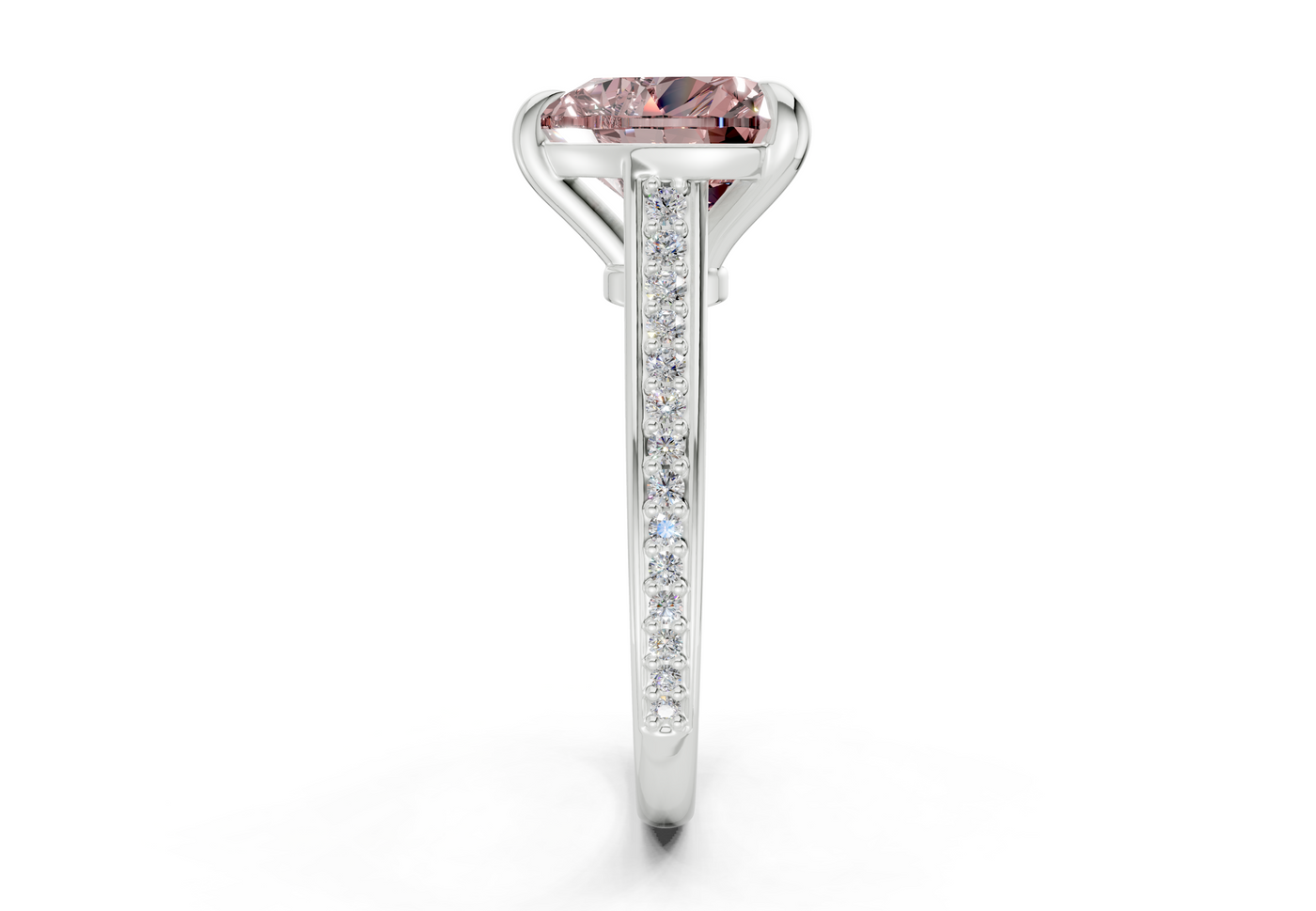 Adeline Pink Diamond Pave Heart Cut 2mm Engagement Ring
