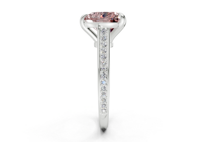 Adeline Pink Diamond Pave Heart Cut 2mm Engagement Ring