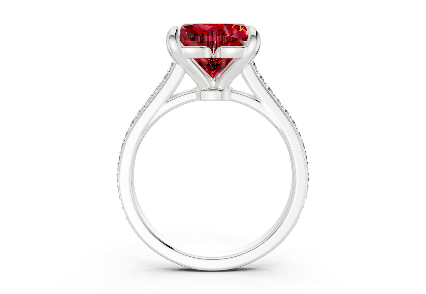 Adeline Ruby Gemstone Pave Heart Cut 2mm Engagement Ring