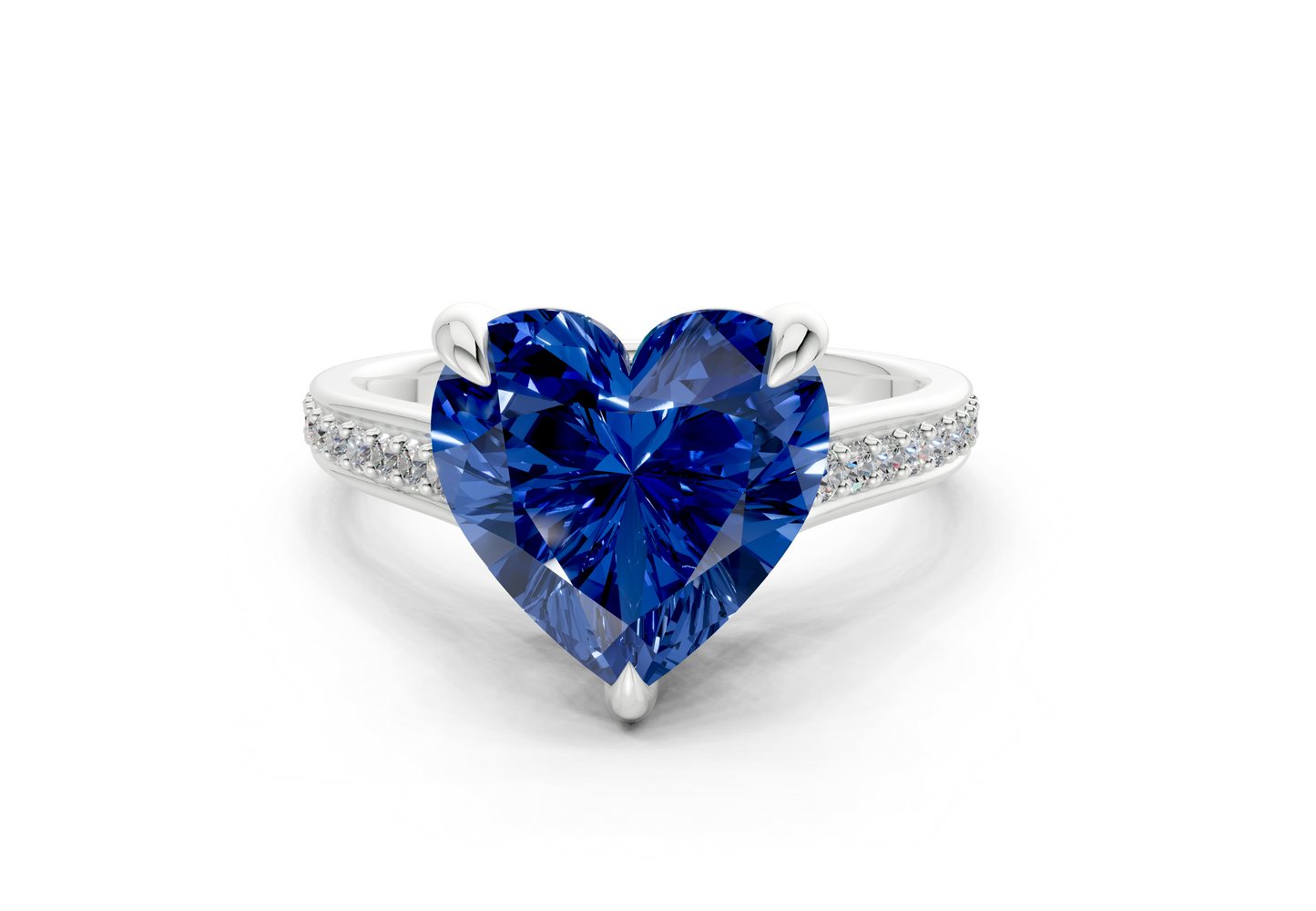 Adeline Sapphire Gemstone Pave Heart Cut 2mm Engagement Ring