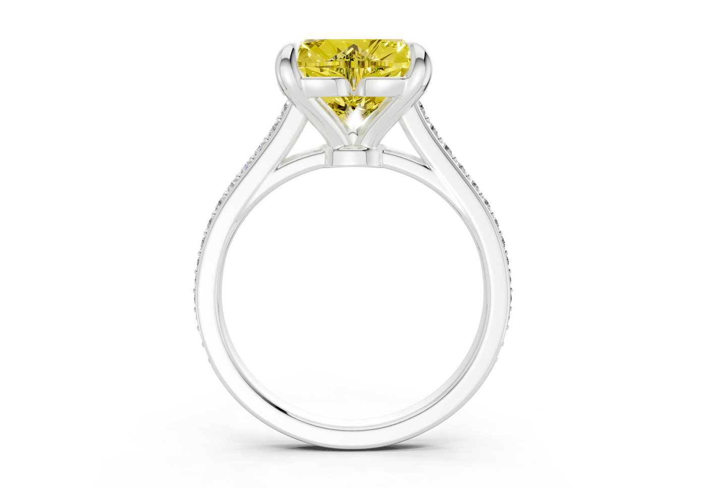 Adeline Yellow Diamond Pave Heart Cut 2mm Engagement Ring