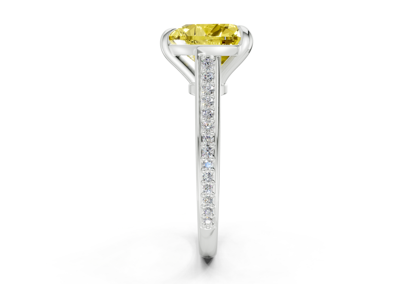 Adeline Yellow Diamond Pave Heart Cut 2mm Engagement Ring