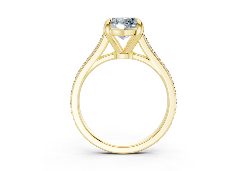 Adeline Blue Diamond Pave Marquise Cut 2mm Engagement Ring
