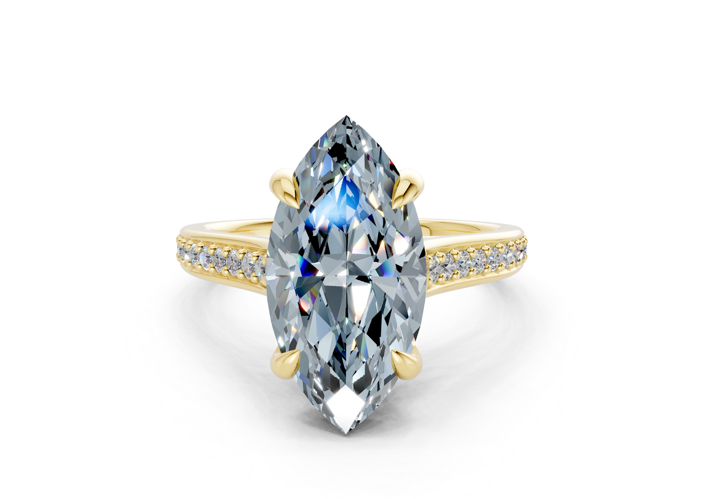 Adeline Blue Diamond Pave Marquise Cut 2mm Engagement Ring