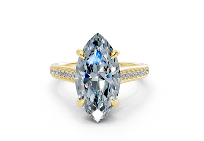 Adeline Blue Diamond Pave Marquise Cut 2mm Engagement Ring