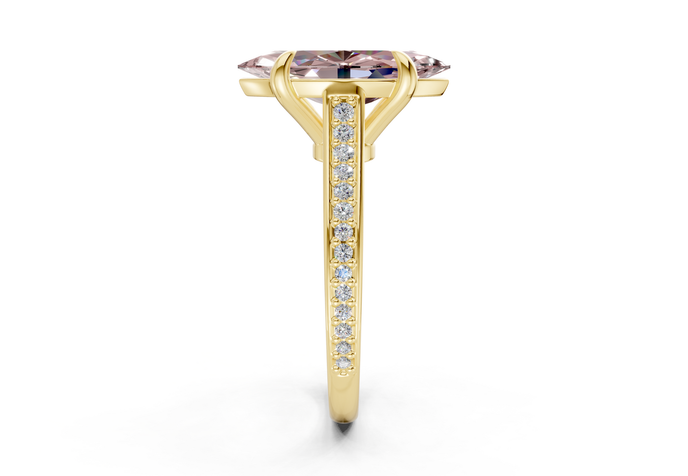 Adeline Pink Diamond Pave Marquise Cut 2mm Engagement Ring