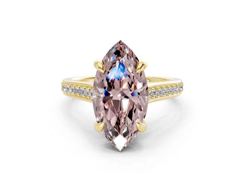 Adeline Pink Diamond Pave Marquise Cut 2mm Engagement Ring