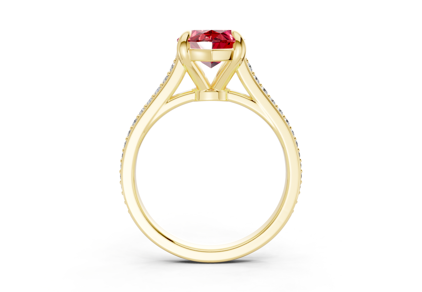 Adeline Ruby Gemstone Pave Marquise Cut 2mm Engagement Ring