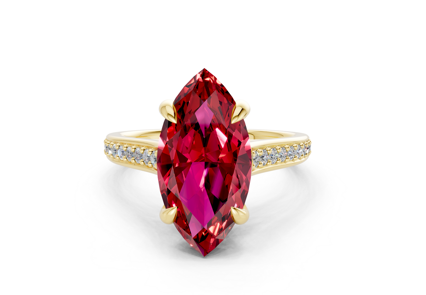 Adeline Ruby Gemstone Pave Marquise Cut 2mm Engagement Ring