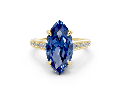 Adeline Sapphire Gemstone Pave Marquise Cut 2mm Engagement Ring